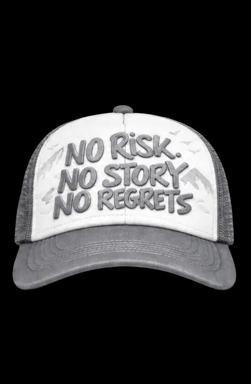 NO REGRETS GREY/WHITE CLUB TRUCKER CAP [NRUKCLUB]
