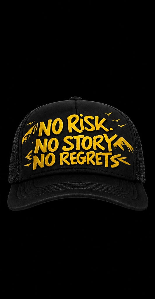 NO REGRETS YELLOW STRIKE TRUCKER CAP [NRUK026]