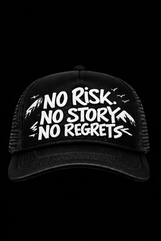 NO REGRETS BLACK/WHITE CLUB TRUCKER CAP [NRUKCLUB]